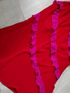 Red Ruffle Detail Dress