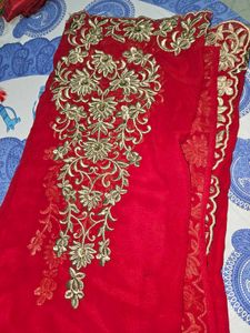 Red Embroidered Saree