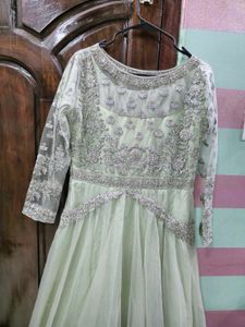 Designer Pastel Heavy Full Flare Net Gown