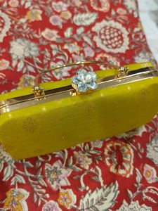 Mustard Hand Clutch With Sling