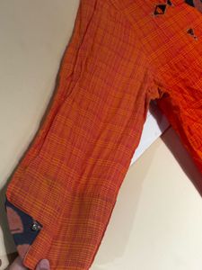 Orange Embroidered Kurta - Size: S