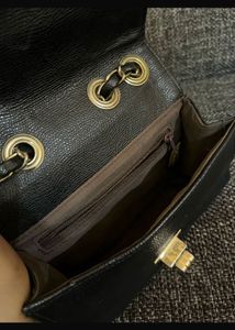 Leather Black Sling Bag Small
