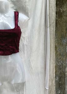 I. Burgundy Velvet Crop Top