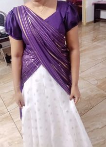 Elegant Purple &amp; White Davani Set Ready To Wear