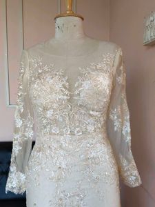 Elegant Lace Trending Champagne Wine Wedding Gown