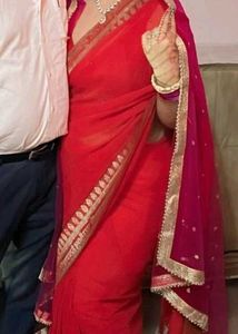 Elegant Red &amp; Pink Saree