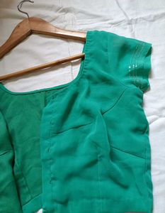 Unused Turquoise Sequins Saree