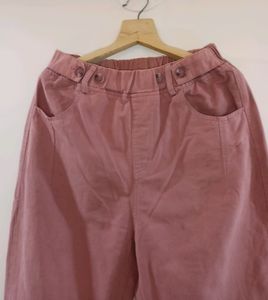Pink Elastic Waist Pants