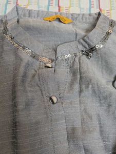 Grey Cotton Silk Kurta