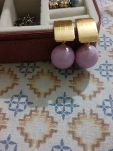 Vintage Gold & Purple Orb Earrings