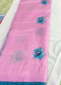 Peacock Embroidered NetSaree