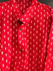 Red Printed kurta For Men