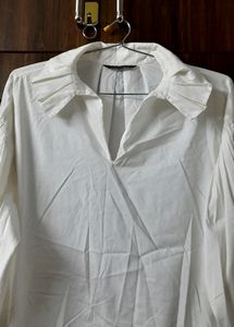 White Ruffled Collar Top