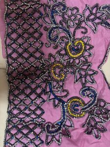Embroidered Pink Saree