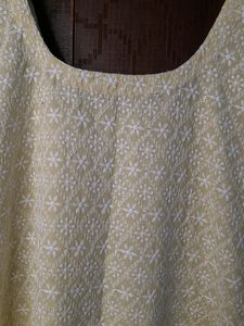 Cute Cream Yellow Chikan Kurta
