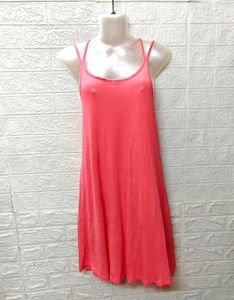 Peach Designer Back Cotton Comfy Dress