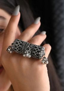 Statement Silver Jhumka Ring