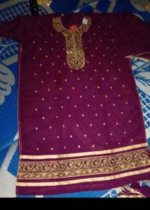 Purple Embroidered garara Suit