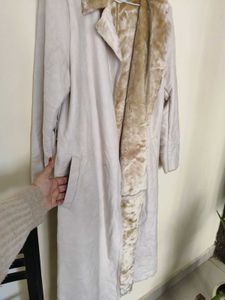 Faux Fur Trim Long Coat