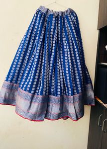 Blue Silk Lehenga Skirt