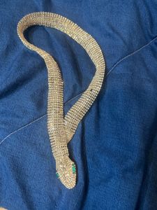 Designer White Zircons Studded Snake Necklace