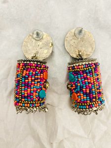 Colorful Beaded Jhumka Earrings