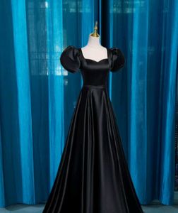 Black Satin  Long Gown