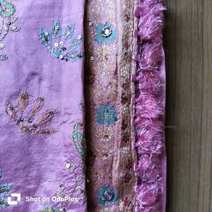 Embroidered Lavender Saree