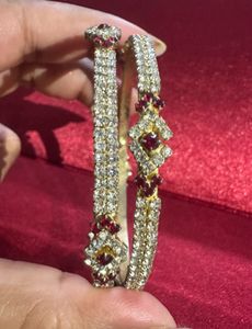 White And Maroon Stones Bangles- Set Of 2