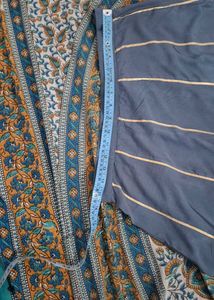 Grey A-Line Skirt with Golden Borders