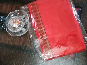 Fancy Red Saree With Blouse