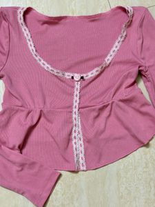 NEWME pink full sleeves cute top