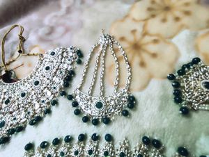 Bridal Jewelry Set - Silver &amp; Green