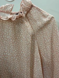 Ruffled Sheer Long Sleeve Top