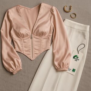 Newme -Pink Satin Corset Top