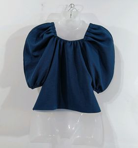 Athena Teal Puff Sleeve Top (Women)
