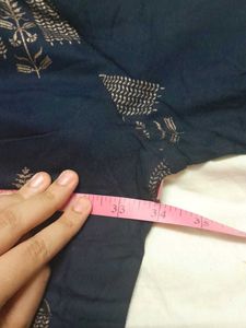 MORPANKH Navy Blue With Gold Design KURTHI - XS