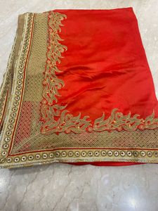 Gorgeous Red Golden Saree -Net Work