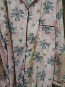 Flower Print Pink Cotton Blend Nightsuit 💗