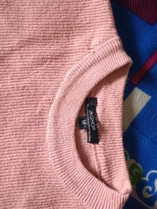 Pink Ribbed Knit Top - Size Small