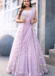 🆕🆕Lilac Colour Drape Saree with Shrug