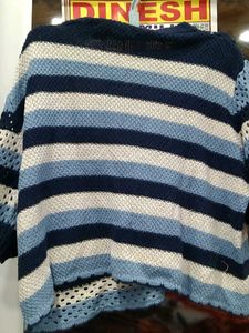 Striped Knit Blue Crop Top