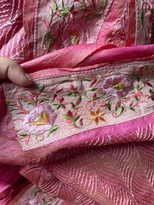 Pink Embroidered Saree