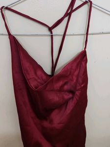 Silky Maroon Mini Dress Y2k