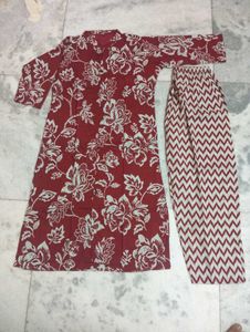 A Red Burgandi Kurti 2 Piece