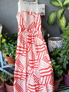 Chic Red & White Maxi Dress