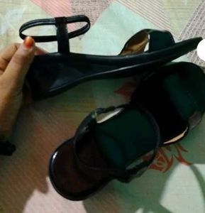 Black Ankle Strap Wedge Sandals