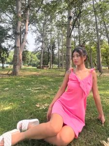 Pink Solid Fit &flare Dress
