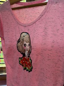 Cute Pink Graphic Print Top