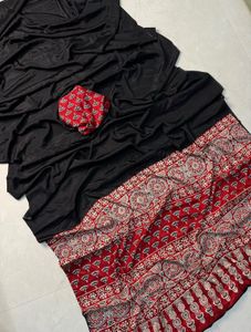 Beautiful Soft Satin Crape Silk Ajrakh Printed